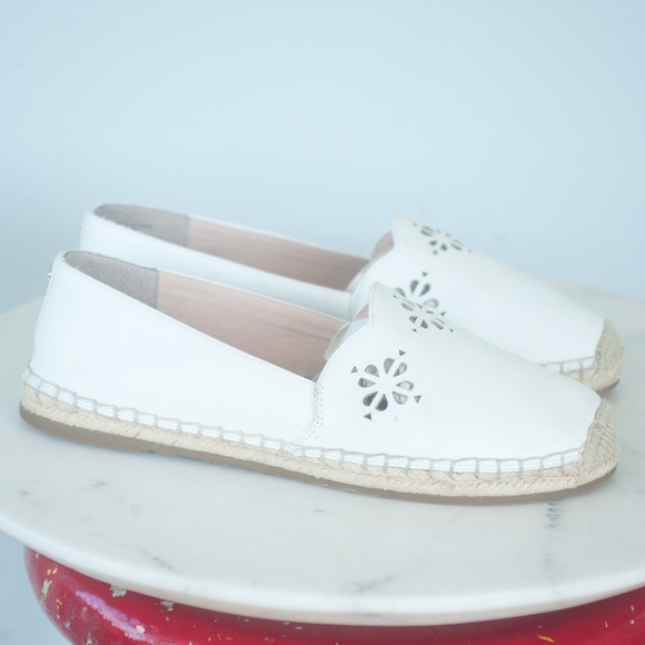 Kate Spade White Leather Gillian Espadrille Flats Slip On Shoes - Picture 3 of 12